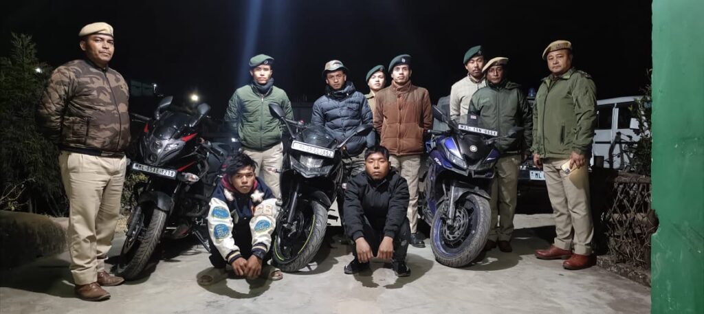 Three Stolen Bikes Recovered in Mawsynram; Two Arrested