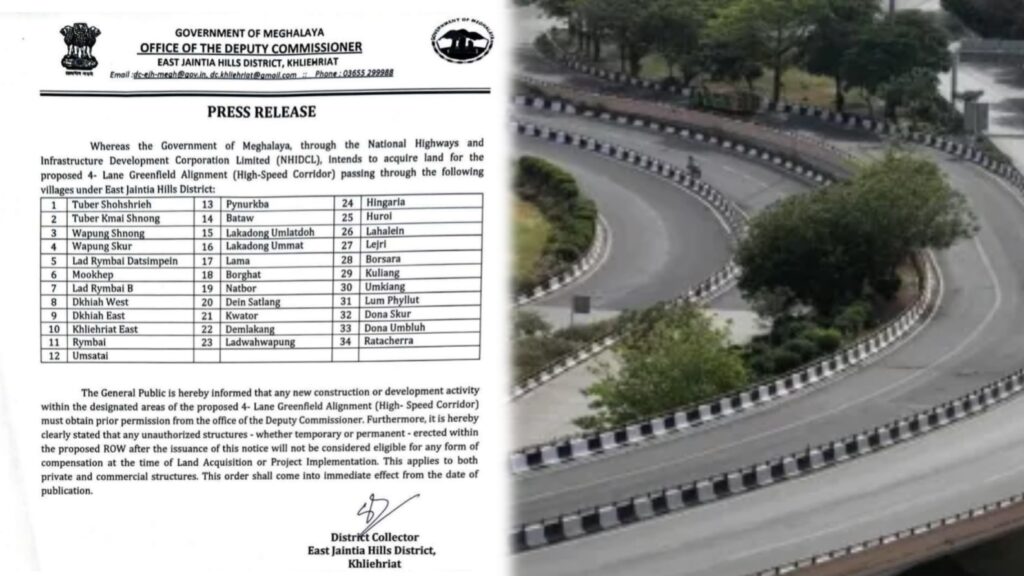 Lyngba ki 34 tylli ki shnong ka East Jaiñtia Hills yn shna ïa ka surok High-Speed Corridor