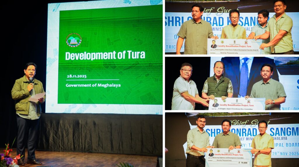 CM Hands Over Cheques to 60 Tura Localities Under Beautification Project