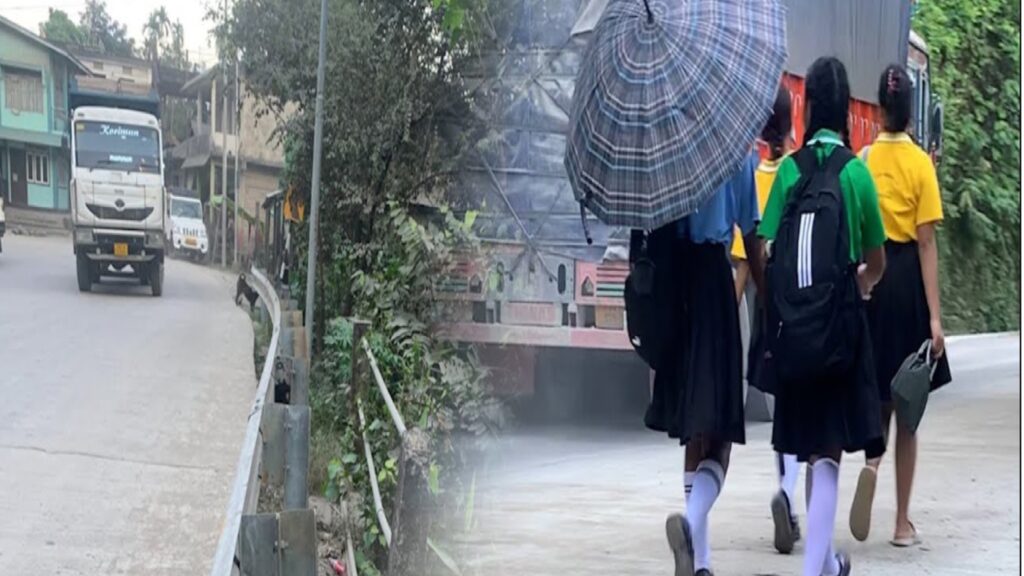 Syier ka ïaid ka ïeng ki paidbah bad khynnah skul ha surokbah NH-6 bym don lynti ïaid kjat