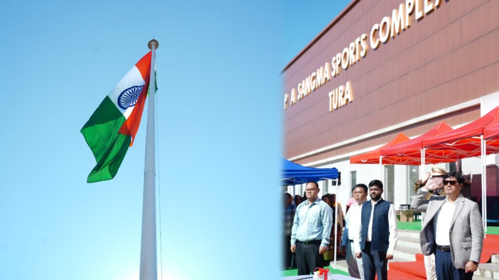 CM Hoists High Mast National Flag at P.A. Sangma Sports Complex, Tura