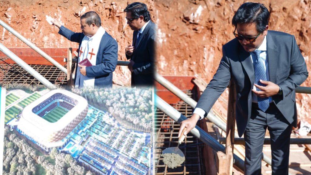 CM Inspects Construction of India’s Largest Upcoming Football Stadium