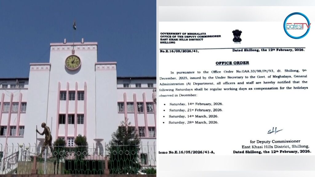 Working Saturdays Announced for Government Offices in East Khasi Hills
