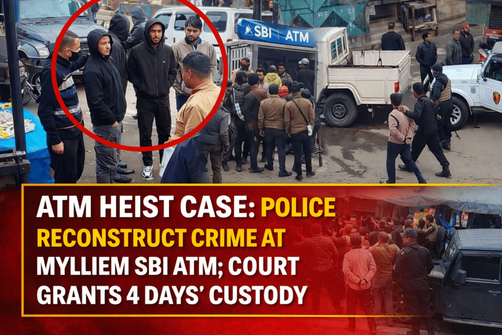 ATM Heist Case: Police Reconstruct Crime at Mylliem SBI ATM; Court Grants 4 Days’ Custody