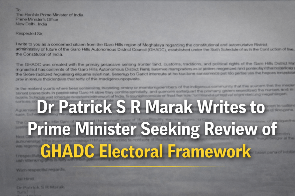 Dr Patrick S R Marak Writes to Prime Minister Seeking Review of GHADC Electoral Framework