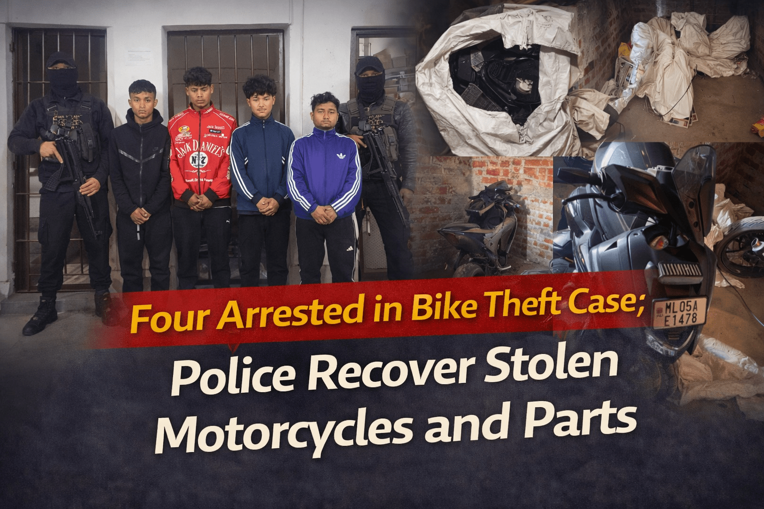 Four Arrested in Bike Theft Case; Police Recover Stolen Motorcycles and ...