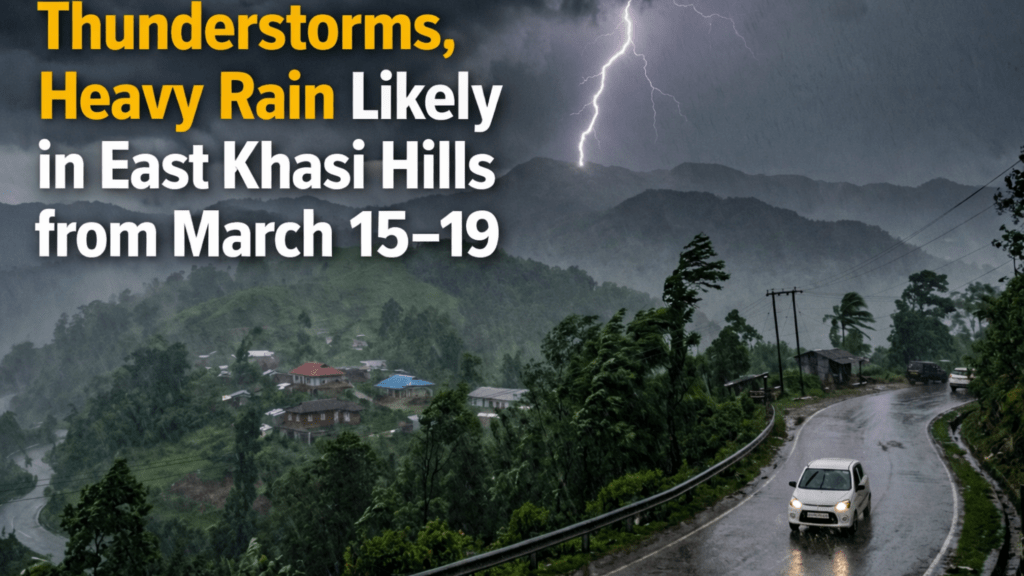 Thunderstorms, Heavy Rain Likely in East Khasi Hills from March 15–19