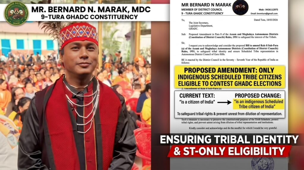 MDC Bernard N. Marak Proposes Amendment to Ensure ST-Only Eligibility in GHADC Elections