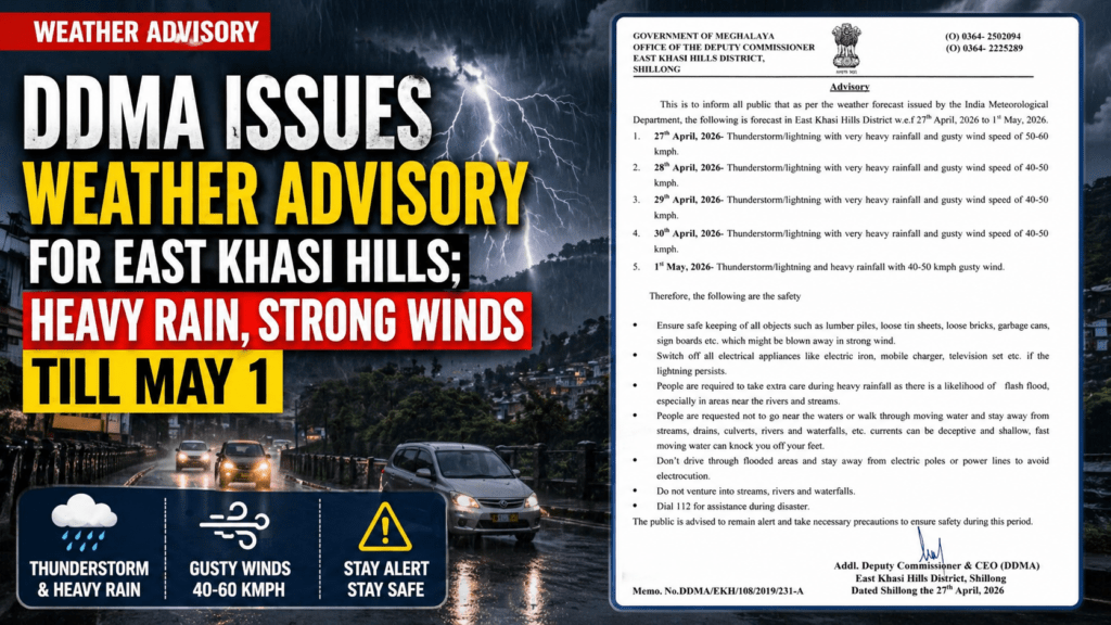 DDMA EKH; Warns of Heavy Rain, Strong Winds Till May 1