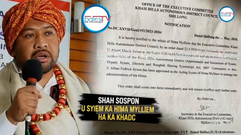 Sospon ka KHADC ia u Syiem ka Hima Mylliem, thung Acting Chief da u Bah Alban Syiem