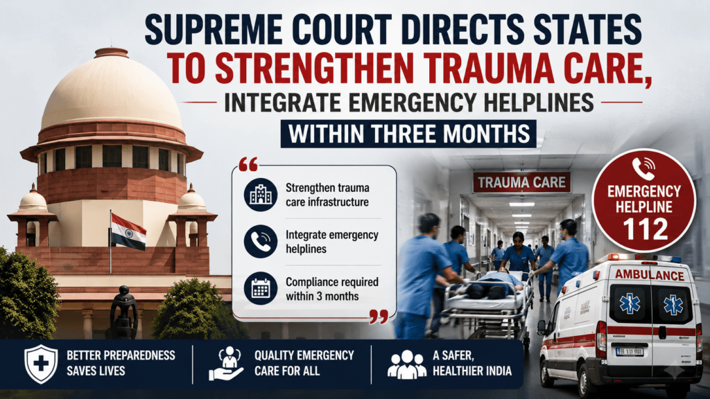 Supreme Court Directs States to Strengthen Trauma Care, Integrate Emergency Helplines Within Three Months