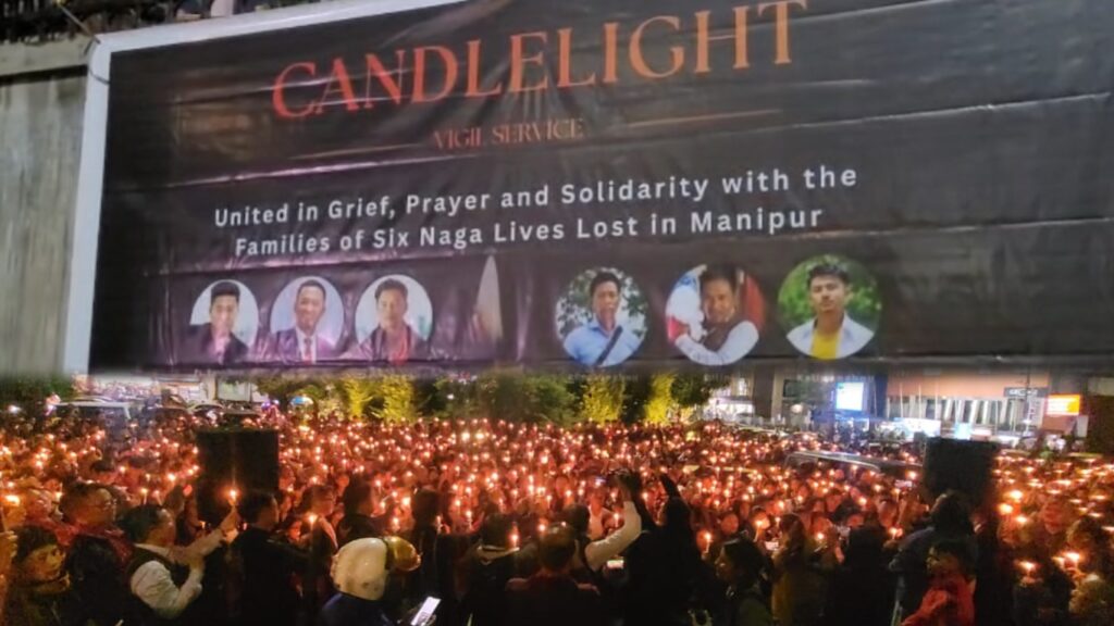 Thousands of Nagas hold candlelight vigil in Shillong, demand justice for six killed in Manipur
