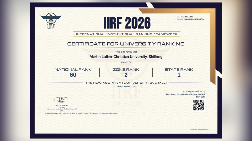 MLCU Ranked Meghalaya’s Top Private University in IIRF 2026, Secures National Recognition
