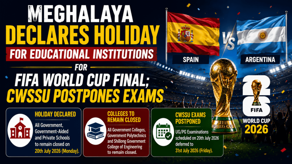 Meghalaya Declares Holiday for Educational Institutions for FIFA World Cup Final; CWSSU Postpones Exams