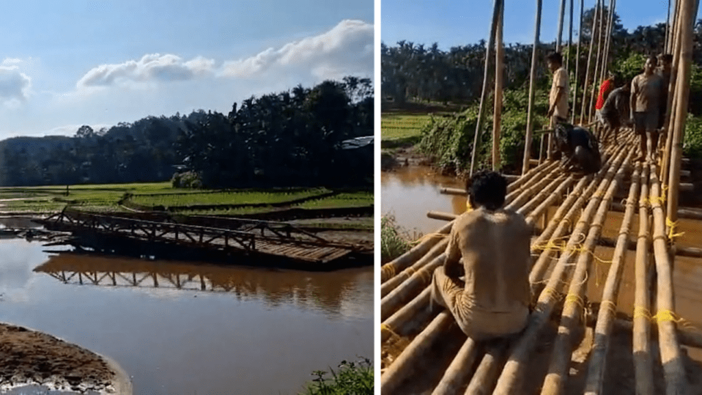 Floodwaters wash away Meghalaya-Assam border bridge at Umpli river
