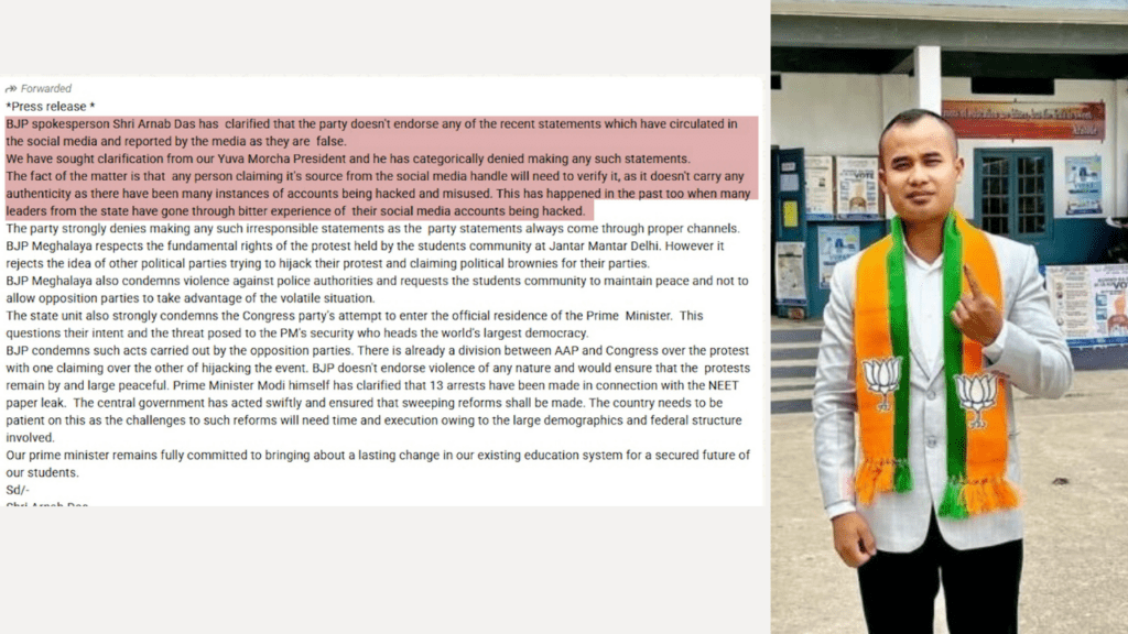 BJP Meghalaya disowns viral statements, says party statements come through proper channels
