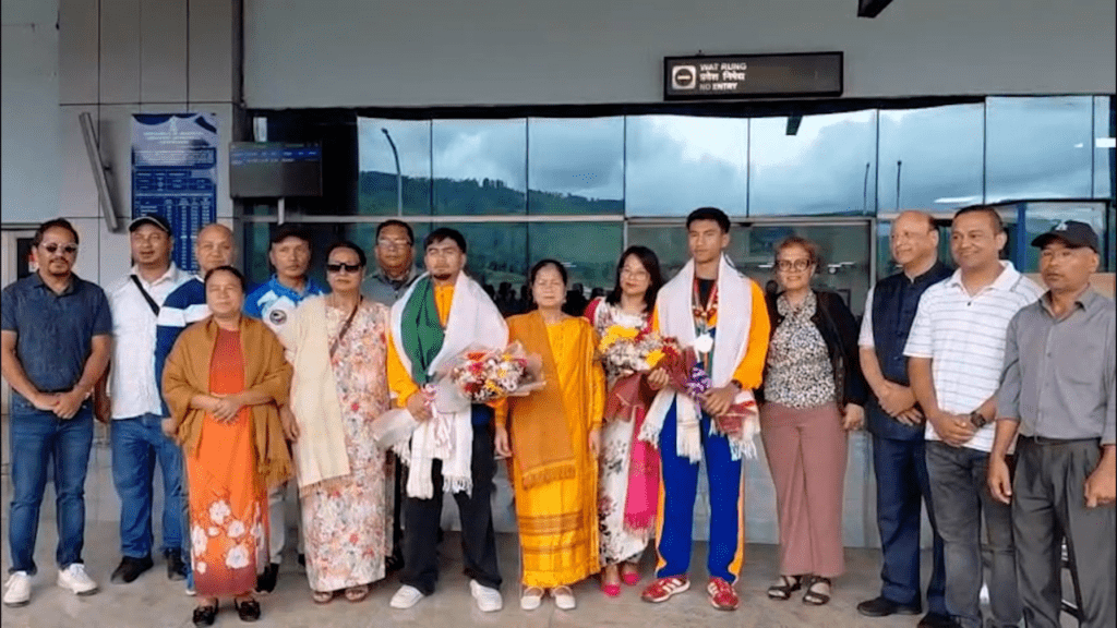 Daniel and Gideon win medals at South Asian Karate Championship, given hero’s welcome at Umroi Airport