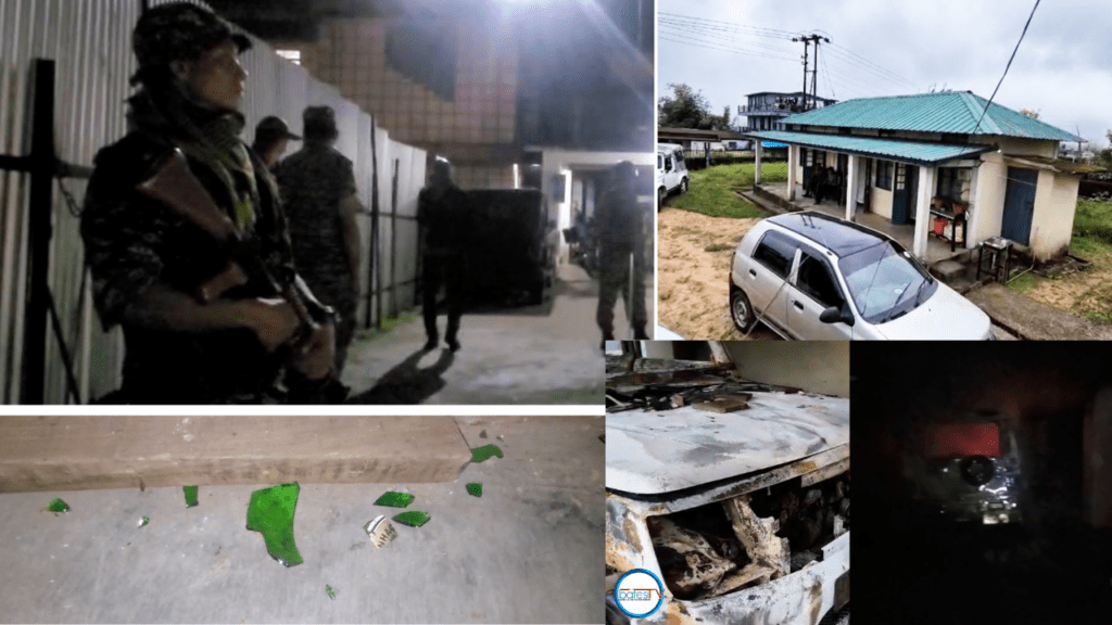 Petrol bombs hurled at police outpost, veterinary office; vehicles torched in Ri-Bhoi