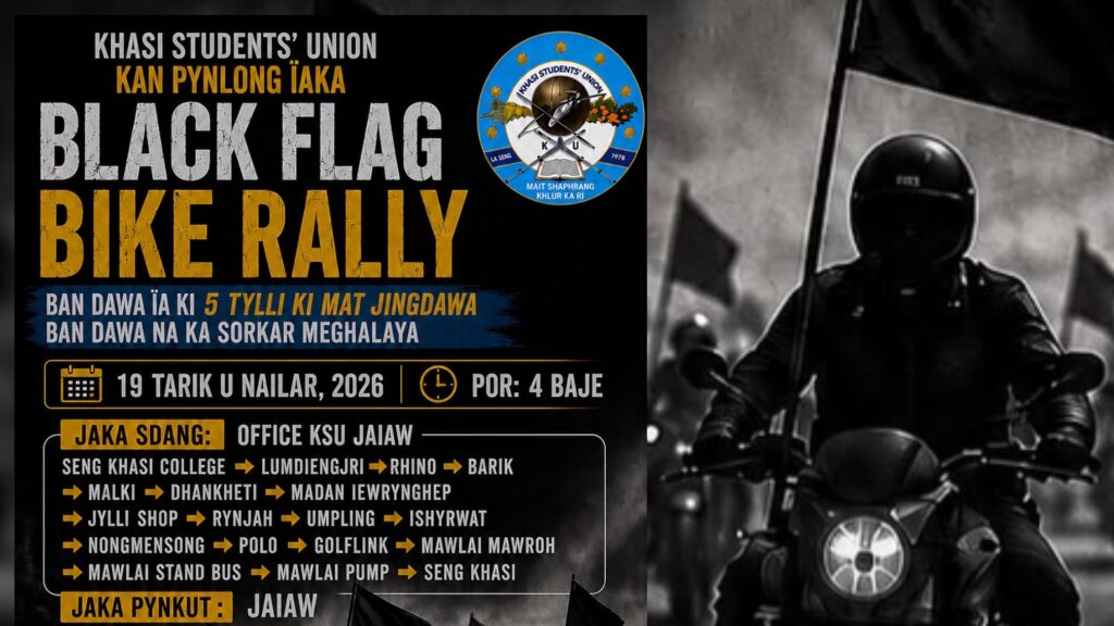 KSU to Hold Black Flag Bike Rally in Shillong on August 19 Over Five Demands