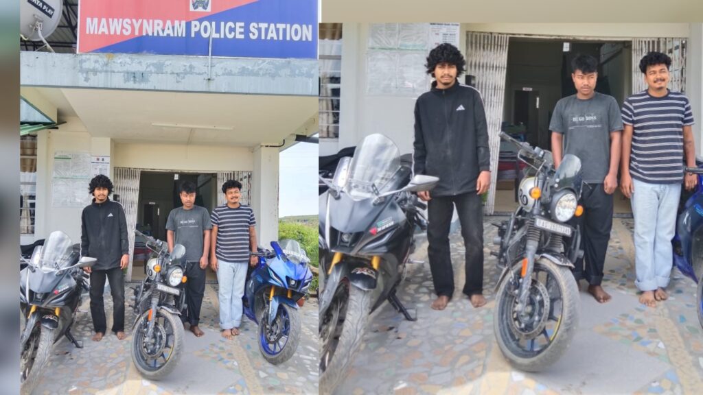 Three Assam Men Held With Suspected Stolen Motorcycles in Mawsynram, One Escapes