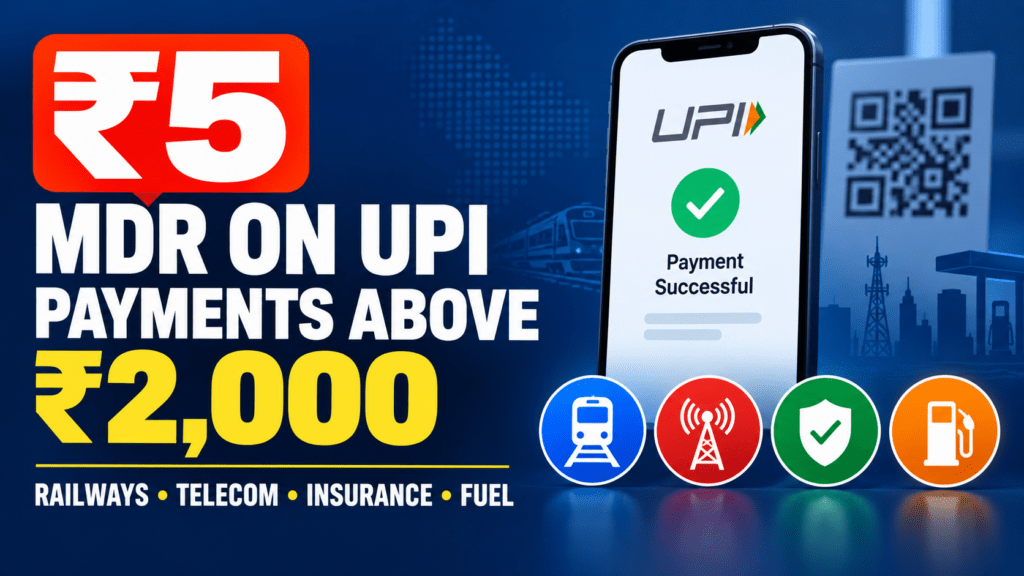 ₹5 MDR on UPI Payments Above ₹2,000 for Railways, Telecom, Insurance and Fuel