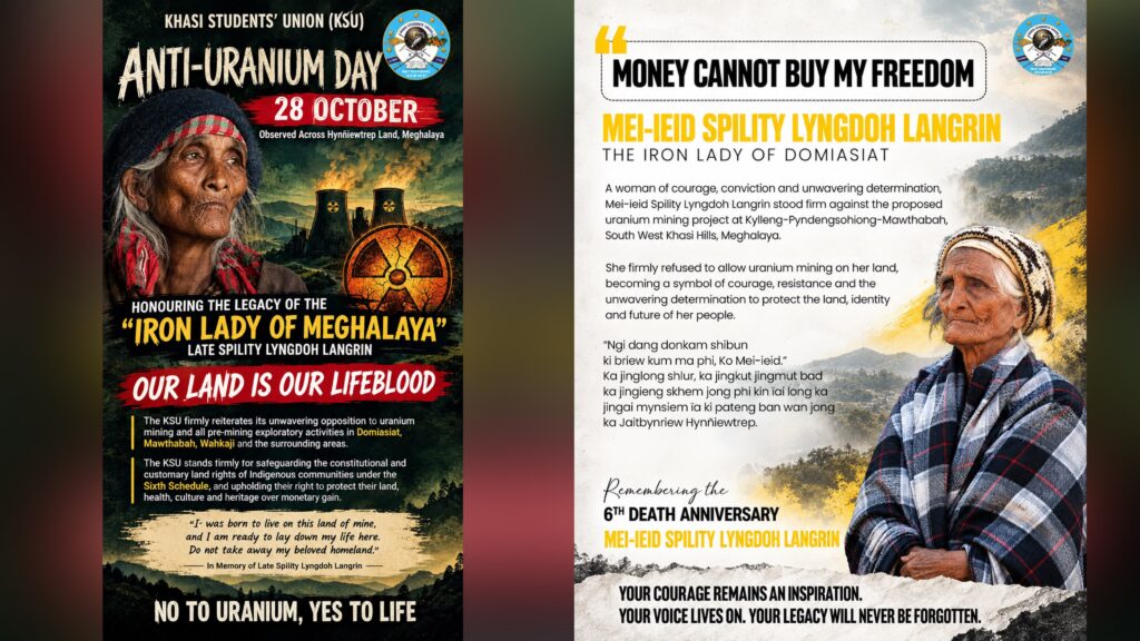 KSU observes ‘Anti-Uranium Day’ on death anniversary of Spility Lyngdoh Langrin, who turned down ₹45 crore for her land